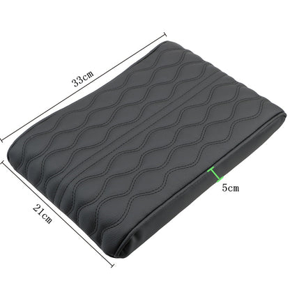 Wave Embroider PU Leather Car Armrest Mat Center Console Arm Rest Protection Cushion Auto Armrests Storage Box Cover Pad