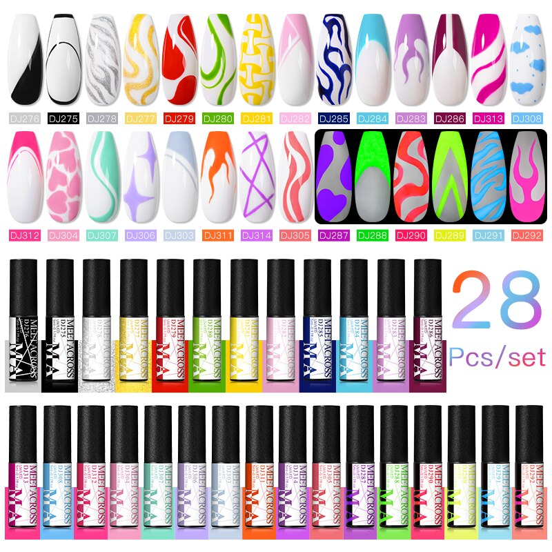 MEET ACROSS 6/12Pcs Nail Liner Gel Set Line Polish Gel Kit Nail Art Design For UV Paint Nail Drawing Polish DIY Painting Varnish