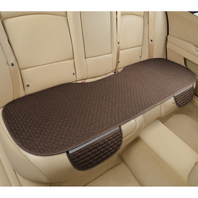 Flax Car Seat Cover Front Rear Linen Fabric Cushion Breathable Protector Mat Pad Universal Auto Interior Styling Truck SUV Van