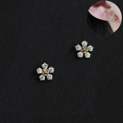 925 Silver Needle Simple Shiny Zircon Earrings Gold Plating Jewelry Crystal Stud Earrings Women