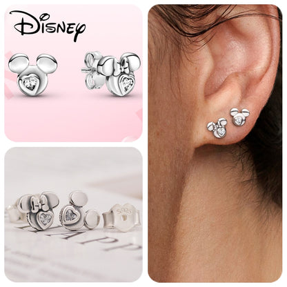 Disney Mickey Mouse Earring 925 Silver Heart Earring Pumpkin Coach Stud Earrings Silver Women Star Butterfly Earrings Jewelry