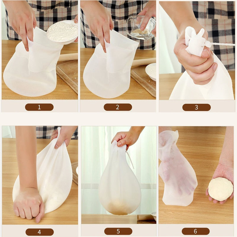 Kneading Dough Bag Food Grade Flour Mixer Cooking Baking Silicone Bags Versatile Dough Mixer Bread Pastry Pizza Kitchen Tools