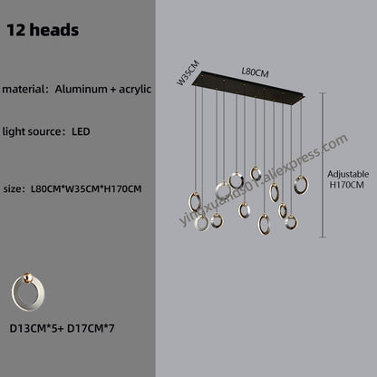 Pendant Staircase LED Attic Villa Living Room Ceiling Pendant Lights 2023 Designer Lamp Nordic Long Annular Staircase Chandelier