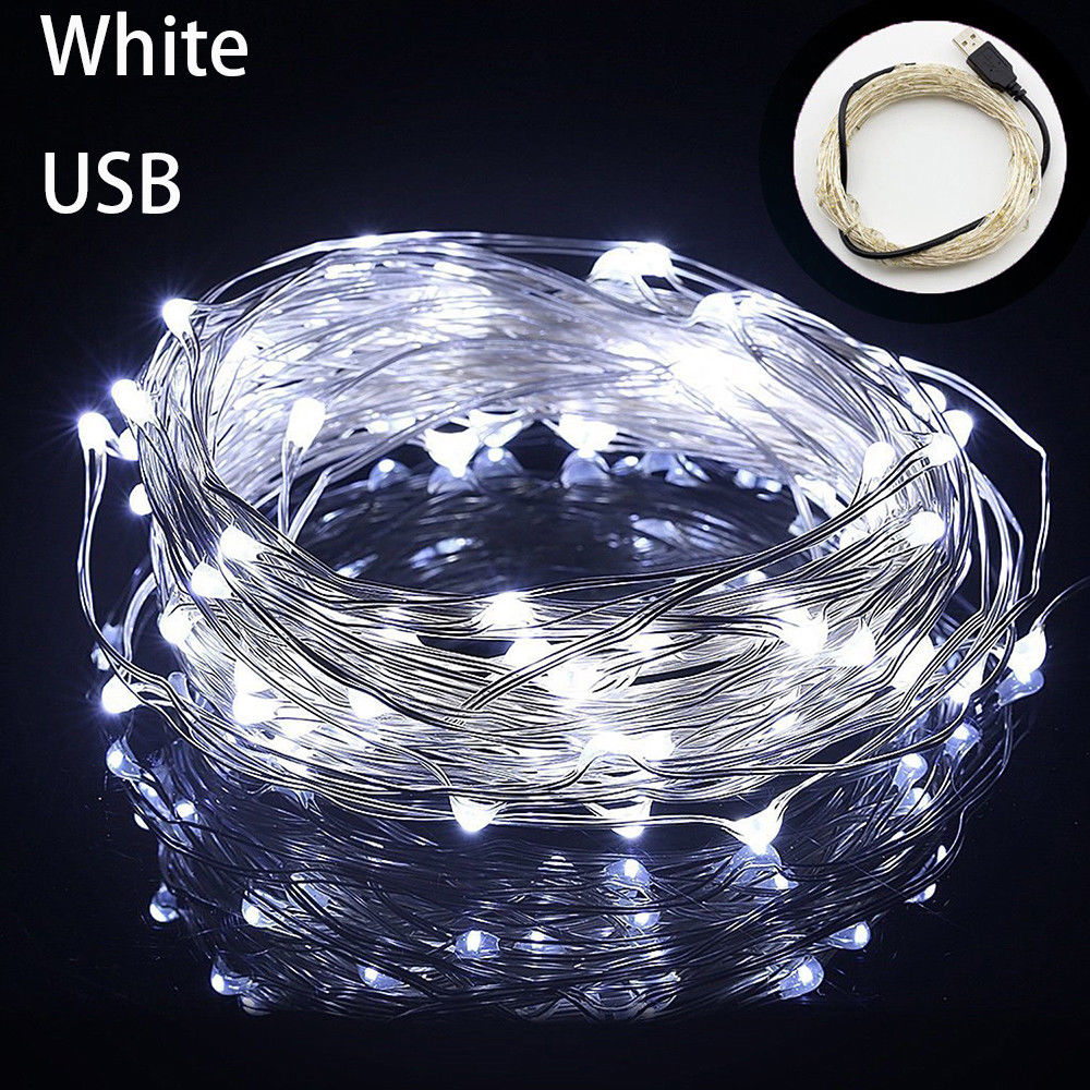 2/3/5/10 Meter LED String Lights USB Sliver Wire Starry Fairy Light for Xmas Garland Party Birthday Wedding Christmas Tree Decor