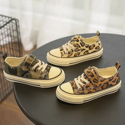 Babaya Children Shoes For Girls Sneakers 2023 Spring New Fashion Kids Canvas Shoes Boys Autumn Student Casual Leopard Shoes