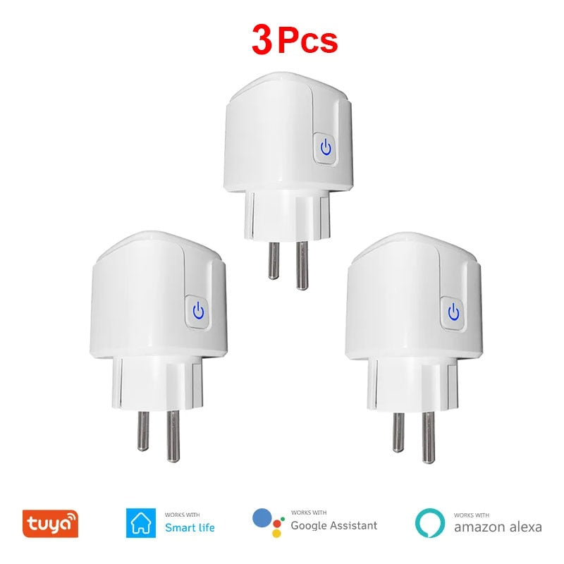 16A EU Smart Wifi Power Plug with Power Monitor Smart Home Wifi Wireless Socket Outlet Works with Alexa Google Home Tuya App