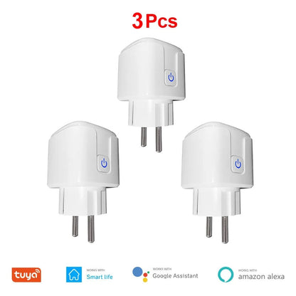 16A EU Smart Wifi Power Plug with Power Monitor Smart Home Wifi Wireless Socket Outlet Works with Alexa Google Home Tuya App