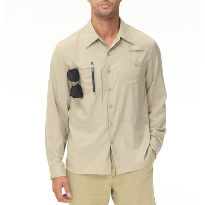 Men&#39;s Summer Long Sleeve Fishing Shirts UPF 50+ Sun Protection Hiking Shirt Casual Button Down Tactical Shirts