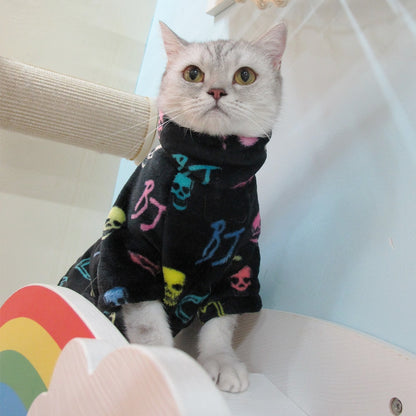 2022 New Hairless Cat Sweater Winter Fashion Thickening Warm Sphynx Clothes Home Comfortable Winter Dog Clothes for Small Dogs