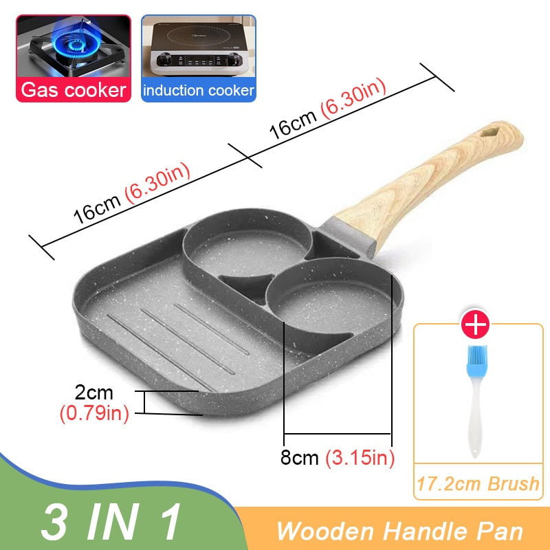 2/4-Hole Frying Pot Pan Thickened Omelet Pan Non-stick Egg Pancake Steak Pan Cooking Egg Ham Pans Breakfast Maker Cookware Pan