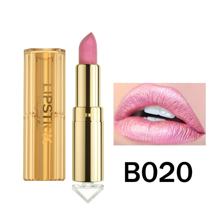 12 Colors Korea Matte Glitter Lipstick Pink Nude Matte Gliter Waterproof Kissproof Glitter Flip Lipstick Orange Dropshipping