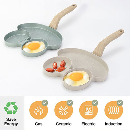 3-Cup Non Stick Egg Frying Pan Aluminum Pancake Egg Cooker Pan Cute Frog Shaped Fried Egg Pan Egg Skillet for Breakfast Cookware