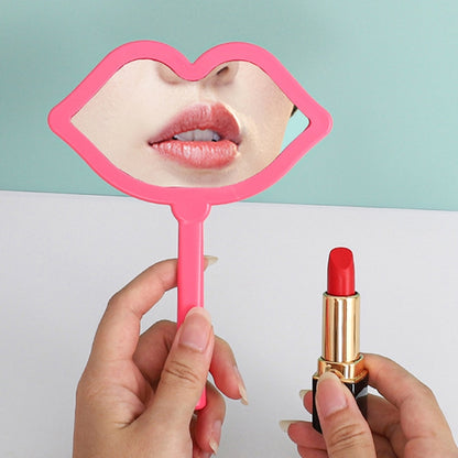 Handheld Makeup Mirror Lip Shaped Makeup Mirror With Handle Hand Mirror SPA Salon Compact Mirrors Cosmetic Mirror For Women