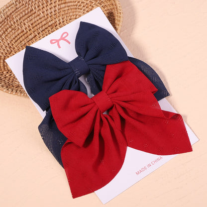 2Pcs/set Women Girls Sweet Solid Bowknot Hair Clips Print Bows Hairpins Ribbon Barrettes Duckbill Clip Headwear Hair Accessories