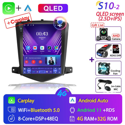 For Chevrolet Cruze 2008-2014 Carplay Android 11 Car Radio Multimedia Video Player Navigaion Head Unit Stereo 2Din Audio Speaker