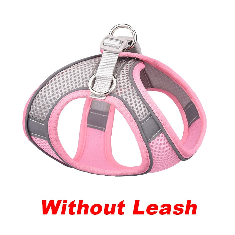 Reflective Pet Harness Dogs Strap With Leash Adjustable Nylon Harness Vest Breathable Collars For Chihuahua Small Large Dogs