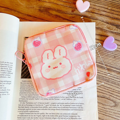 Women Girls Kawaii Cosmetic Makeup Tampon Bear Napkin Pouch Storage Bag Coin Purse Sanitary Pads Bag Mini Data Cables Organizer