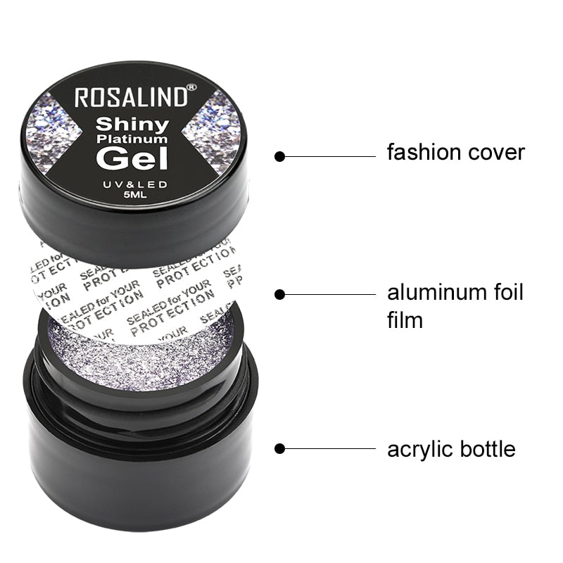 ROSALIND Gel Nail Polish Glitter Paint Hybrid Varnishes Shiny Top Base Coat For Nails Set Semi Permanent For Manicure Nail Art