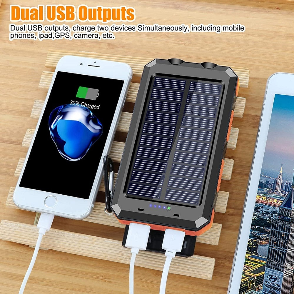 80000mAh Portable Solar Power Bank Charging Poverbank Three defenses External Battery Charger Strong LED Light Double USB