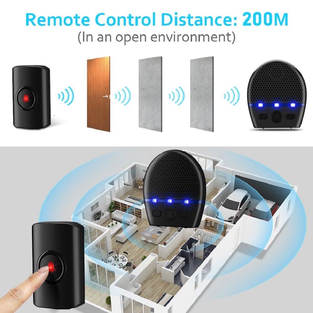 Hollarm Wireless Doorbell Smart Home Door Bell Touch Screen Button Outdoor House Chimes 300M Distance Remote Wireless  Doorbell