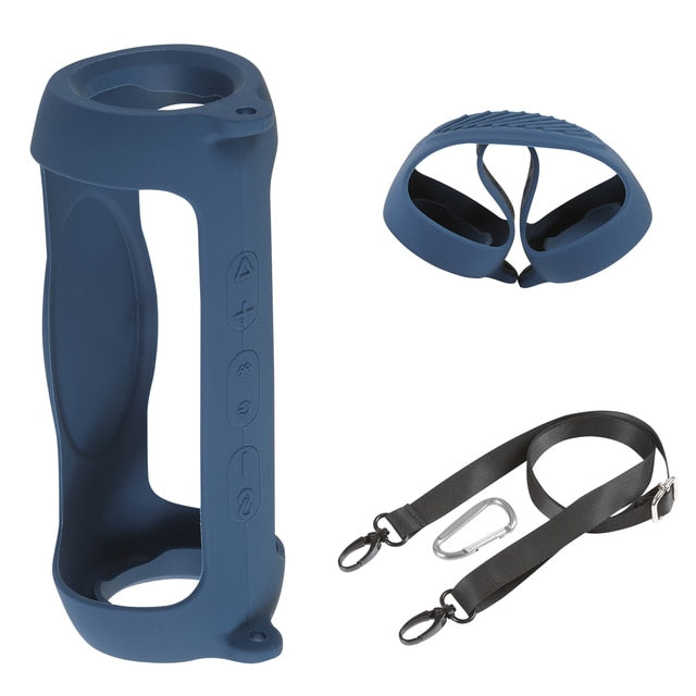 New Bluetooth Speaker Case Soft Silicone Cover Skin With Strap Carabiner for JBL Charge 5 Wireless Bluetooth Speaker Bag