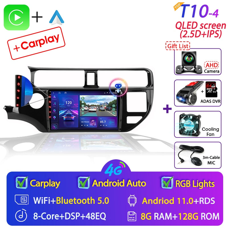 Android 11 2 Din for KIA RIO 2011-2015 Car Radio Multimedia Video Player GPS Navigation MP5 DVD Speakers Stereo Audio Carplay 9"