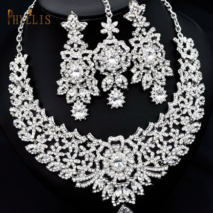 C30 Wedding Forehead Chain Necklace Earrings Set Dubai Jewelery Set Gifts for Women Indian African Bridal Hair Accessories