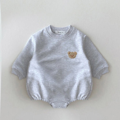 Sweat-shirt pour bébé coréen, barboteuse, manches longues, doux, en coton, ours, body pour bébé fille, combinaisons à capuche, hauts, vêtements d&#39;extérieur, printemps automne