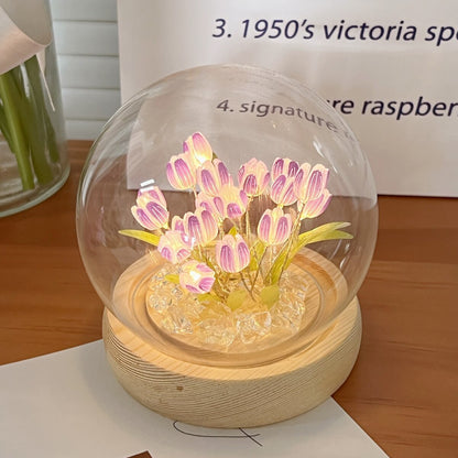 Tulip Night Light DIY Battery Operated Tulip Flower Table Lamp Simulation Flower LED Nightlight Bedside Sleep Light Home 2023