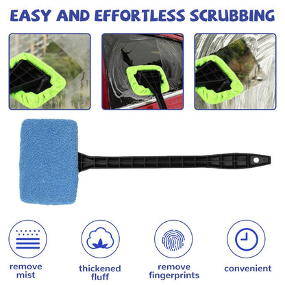 Car Window Cleaner Brush Kit Windshield Cleaning Wash Tool Inside Interior Auto Glass Wiper With Long Handle Car Accessories