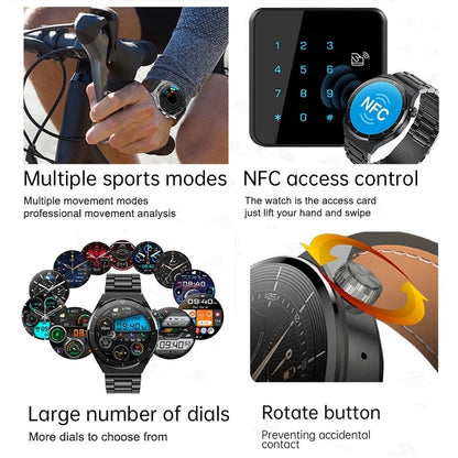 2023 NFC Smart Watch Men GT3 Pro AMOLED 390*390 HD Screen Heart Rate Bluetooth Call IP68 Waterproof SmartWatch For Huawei Xiaomi