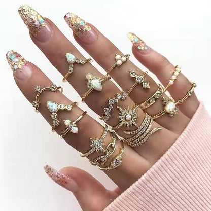 Vintage Hollow Heart Butterfly Rings Set For Women Metal Silver Color Geometric Spiral Shape Ring 22pcs Set 2023 Trendy Jewelry