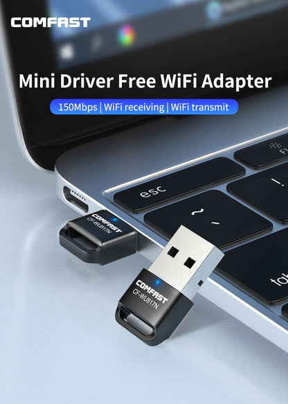 150Mbps MT7603U/RTL8188 Wireless Network Card USB WiFi Adapter LAN Wi-Fi Receiver Dongle Antenna 802.11b/g/n for PC Win7 8 10 11