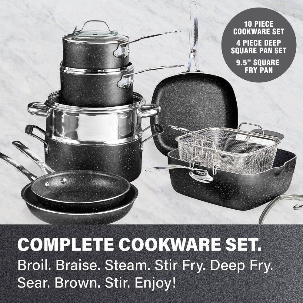 Free shipping Pots and Pans Set, 20 Piece Complete Cookware + Bakeware Set with Ultra Nonstick