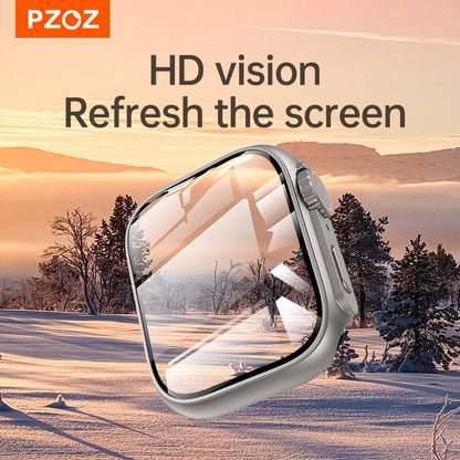 PZOZ For Apple Watch Series 8 7 45mm For iWatch 4 5 6 se 44mm Screen Protector Case Hard PC Case with Tempered Glass Accessories