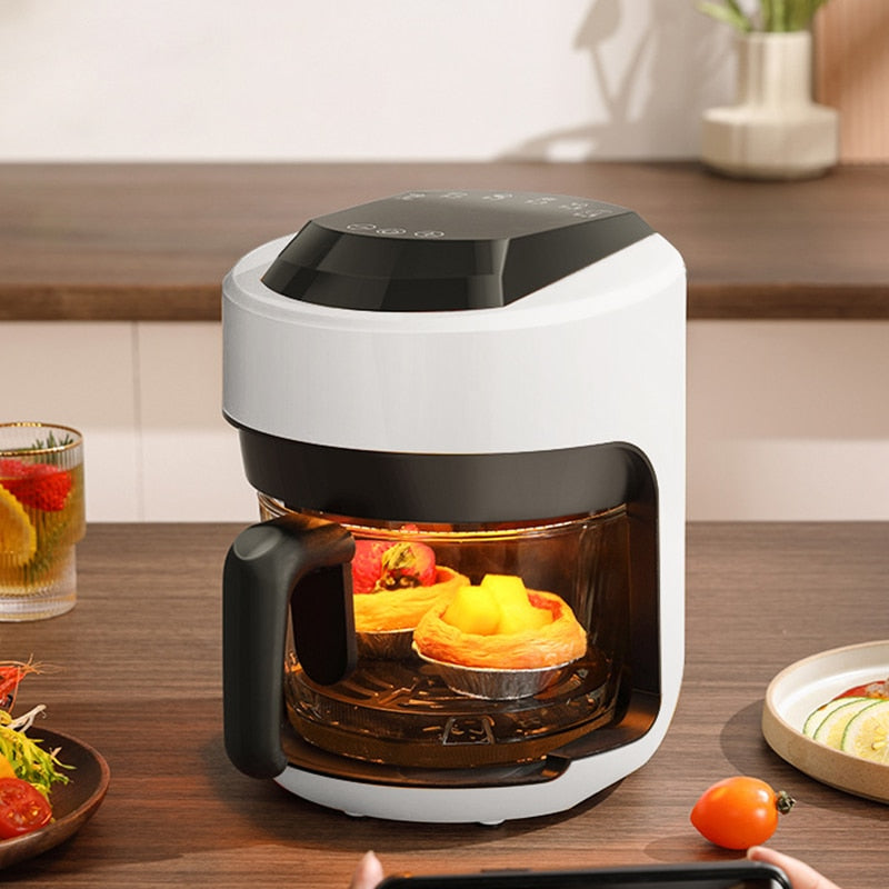 Electric Hot Glass Air Fryers Oven 12-in 1 2.5L White Air Fryers with Nonstick Basket Home Kitchen Appliances