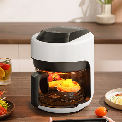 Electric Hot Glass Air Fryers Oven 12-in 1 2.5L White Air Fryers with Nonstick Basket Home Kitchen Appliances