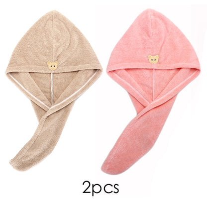 Quick-dry Hair Towel Women Hair Drying Hat Cap Hat Bath Hat Microfiber Solid Towel Cap Super Absorption Turban Hair Dry Cap