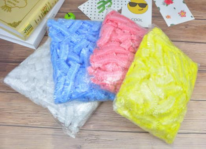 100 Disposable Shower Caps Bathing Bathing Waterproof Adult Hair Drying Caps Dustproof Plastic Head Covers for Men and Women