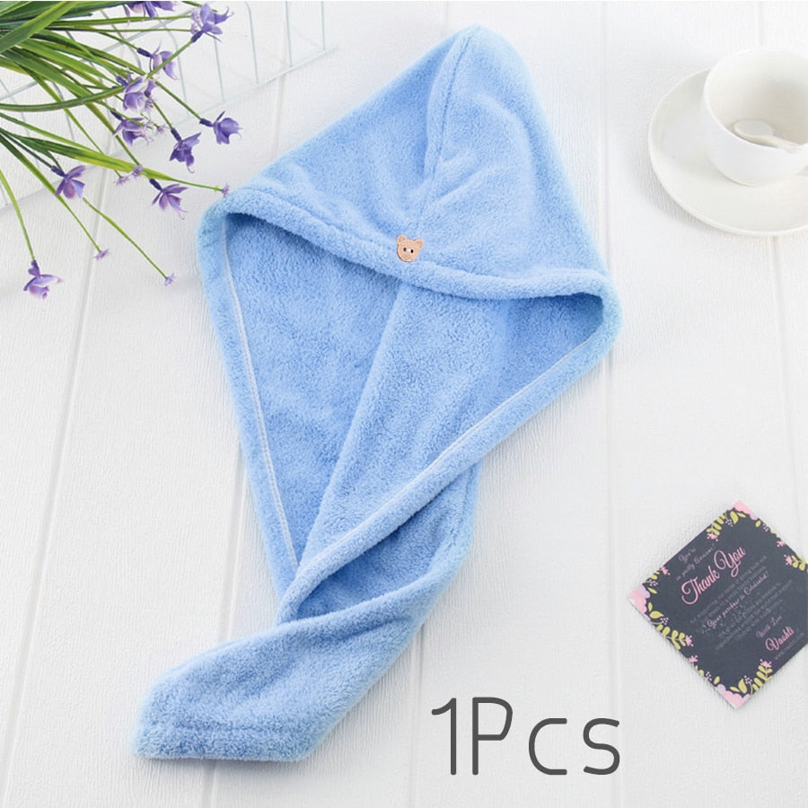 Quick-dry Hair Towel Women Hair Drying Hat Cap Hat Bath Hat Microfiber Solid Towel Cap Super Absorption Turban Hair Dry Cap