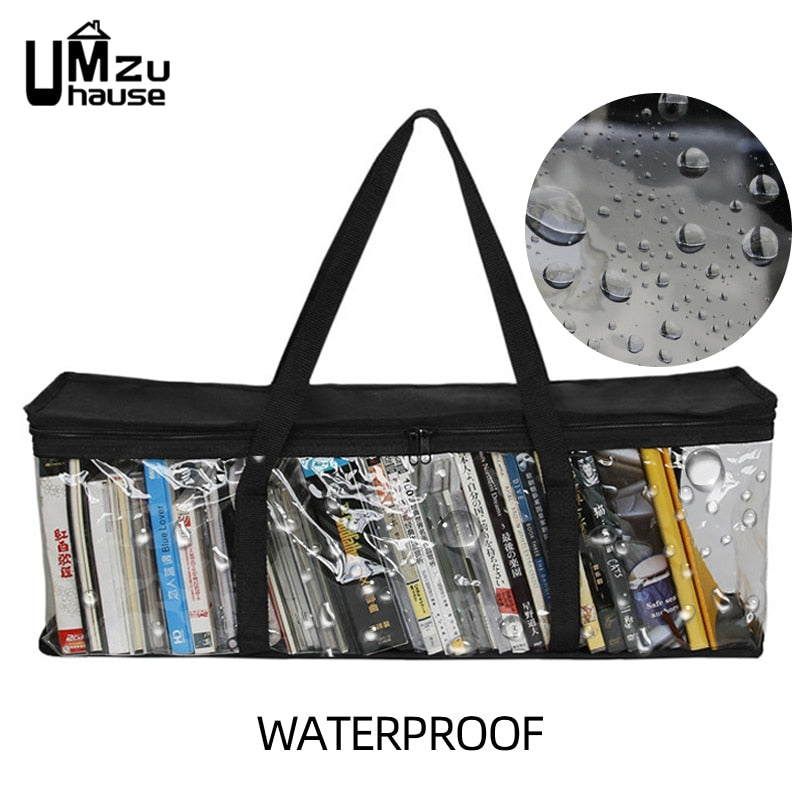Large DVD Storage Bags CD VCD DISC Books Zip Portable Toy Clothes Desk Organizer Handle Big Clear Pouch Home Office Organization