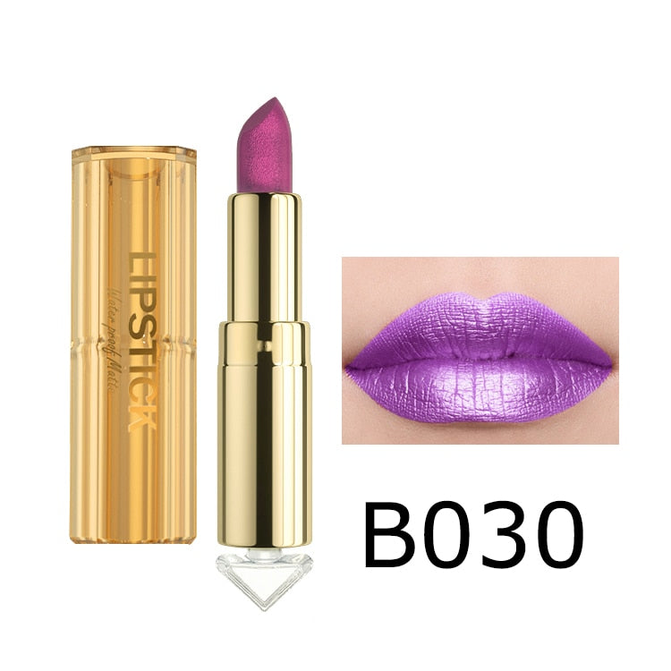 12 Colors Korea Matte Glitter Lipstick Pink Nude Matte Gliter Waterproof Kissproof Glitter Flip Lipstick Orange Dropshipping