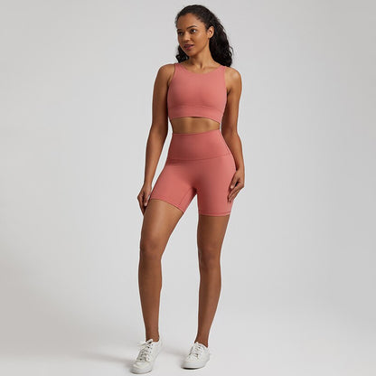 Seamless Yoga Set Gym Workout Clothes Two-piece Suit Women Running Fitness Set Sports Bra Top And High Waist Shorts Sportswear