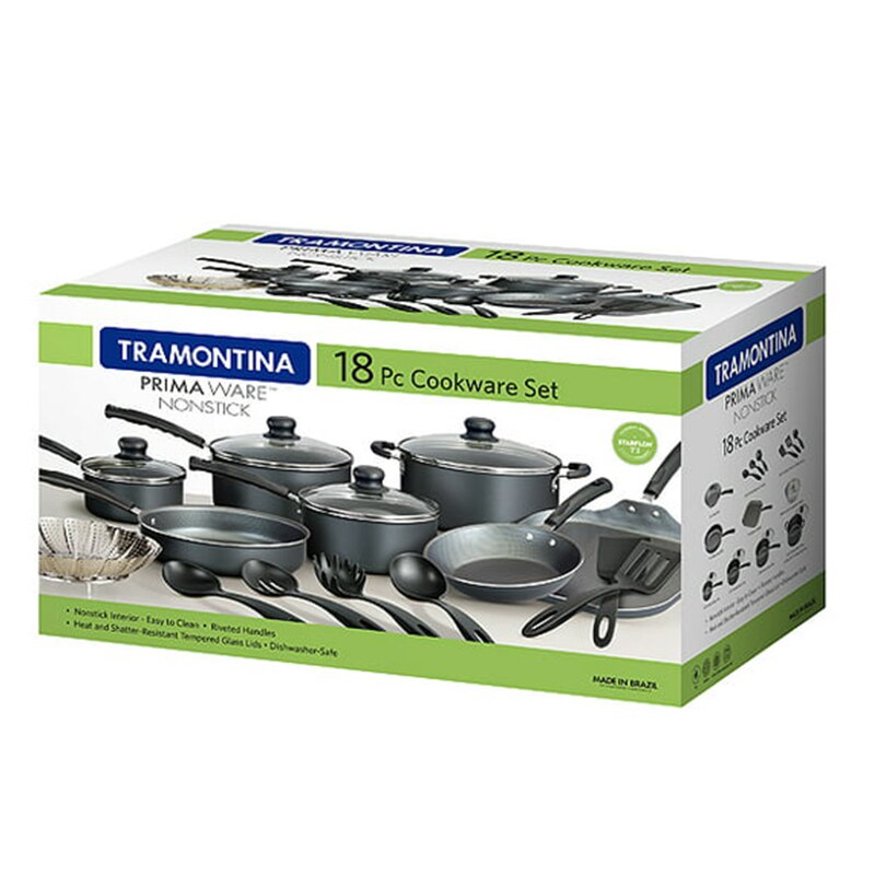 Tramontina Primaware 18 PCS Aluminum Non-stick Cookware Set with Pan and Spoon