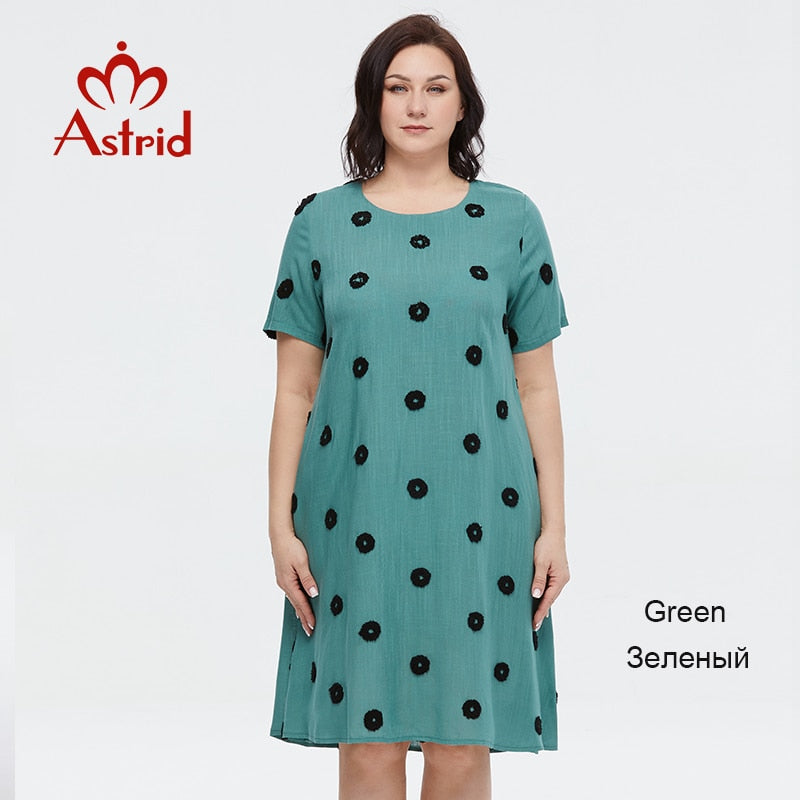 Astrid Women&#39;s Summer Dress 2023 Elegant Dress Cotton Oversize Office Polka Dot Embroidery Design Pocket Long Dresses for Women