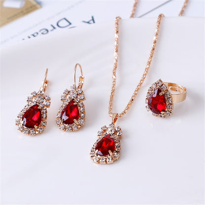 Exquisite Double Heart Necklace Earrings Bracelet Jewelry Set Charm Ladies Jewelry Fashion Bridal Accessory Set Romantic Gifts