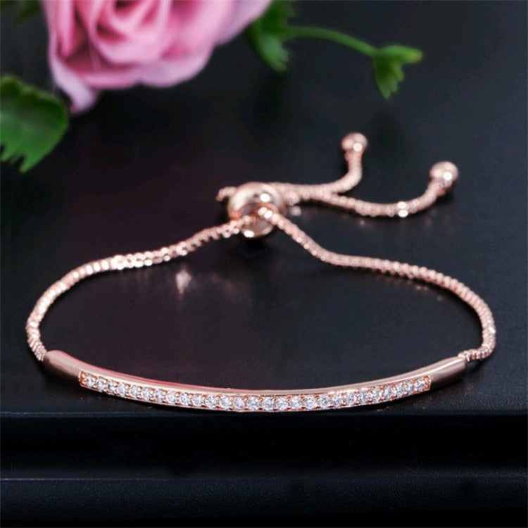 Luxury Roman Crystal Bracelet For Women Fashion Heart Chain Bracelets Rhinestone Bangle Wedding Bridal Jewelry Accessories Gifts