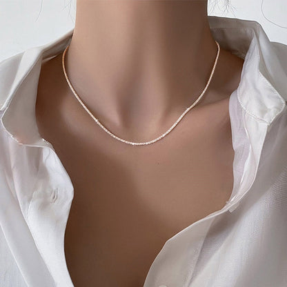 2022 New Popular Silver Colour Sparkling Clavicle Chain Choker Necklace For Women Fine Jewelry Wedding Party Gift