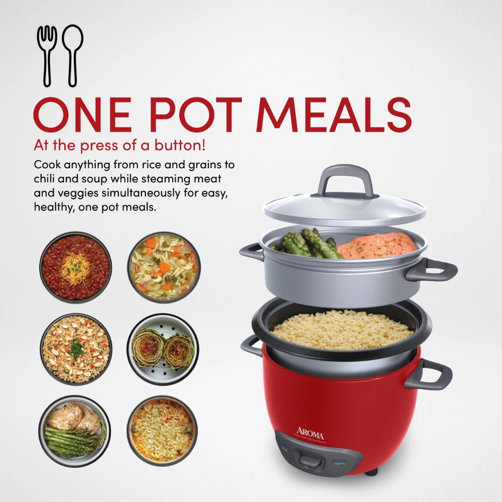 Aroma® 6-Cup (Cooked) / 1.5Qt. Rice Cooker &amp; Food Steamer Multifunctional Electric Pan Cookers Free Shipping Kitchen Appliances