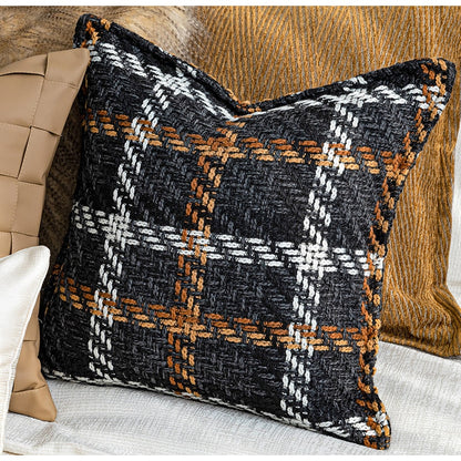 DAVINRICH Coffee Faux Leather Hand Woven Decorative Cushion Covers Modern Luxury Home Décor Lumbar Pillow Case For Couch Sofa